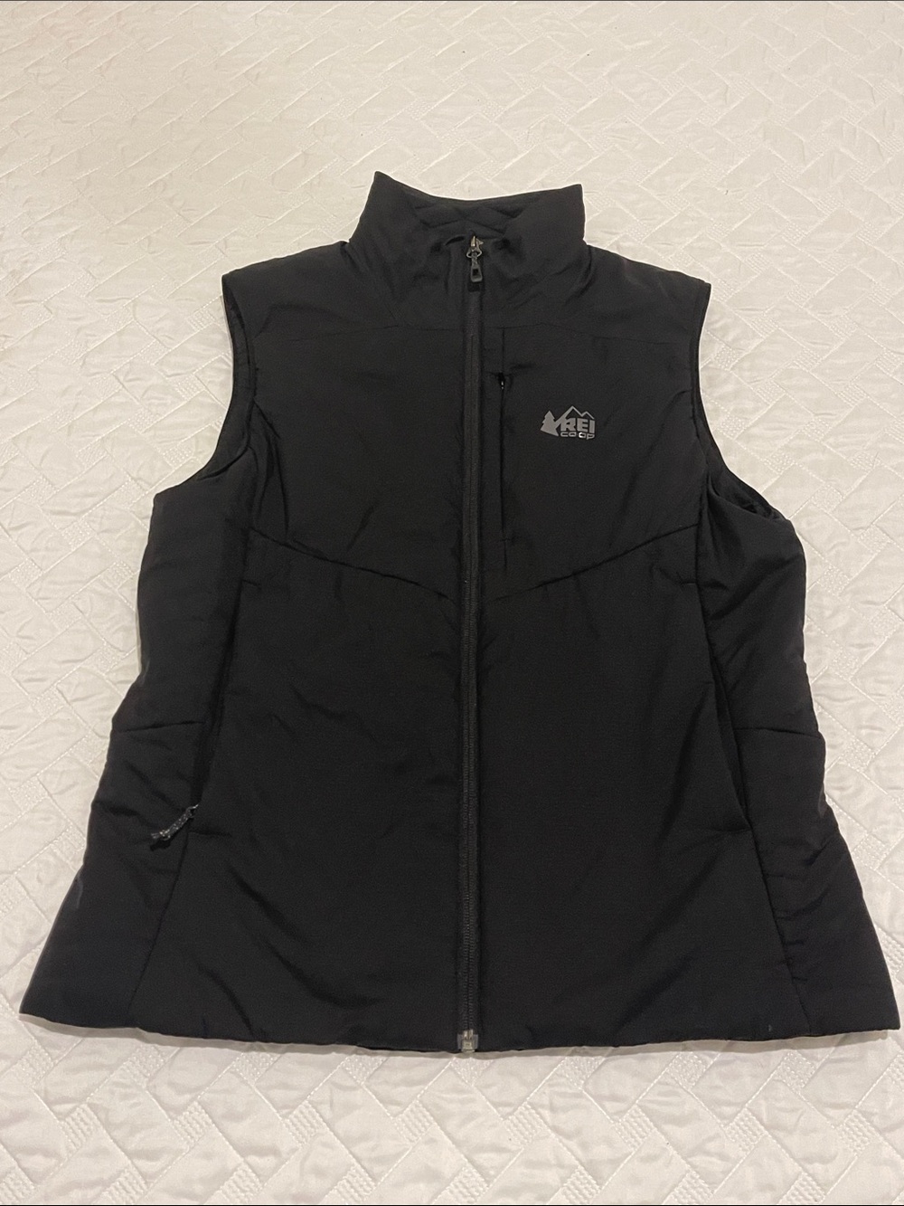 REI Women's Black Insulated Quilted Vest with Stand Collar